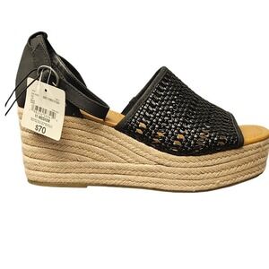 ANA Lisa Black Woven Espadrille Wedge Platform Sandals Womens 11 Medium NEW